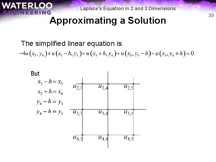 Laplace's Equation in 2 and 3 Dimensions Approximating a Solution The simplified linear equation