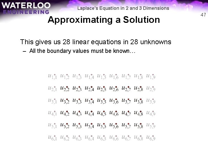 Laplace's Equation in 2 and 3 Dimensions Approximating a Solution This gives us 28