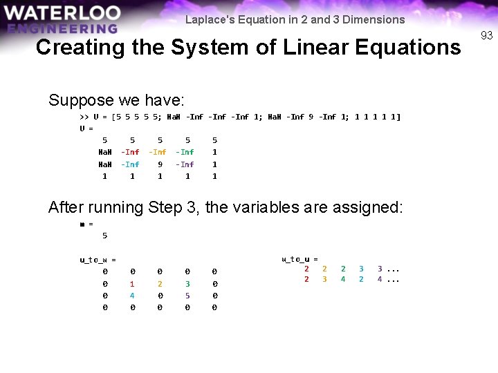 Laplace's Equation in 2 and 3 Dimensions Creating the System of Linear Equations Suppose