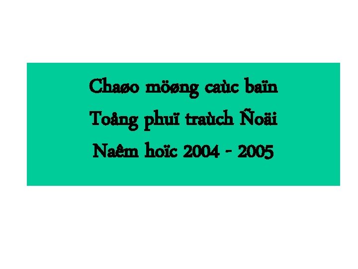 Chaøo möøng caùc baïn Toång phuï traùch Ñoäi Naêm hoïc 2004 - 2005 