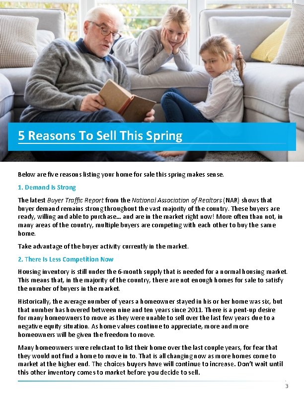 5 Reasons To Sell This Spring Below are five reasons listing your home for