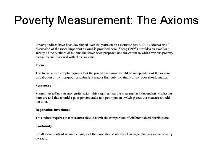 Poverty Measurement: The Axioms 