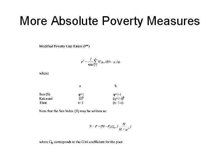 More Absolute Poverty Measures 