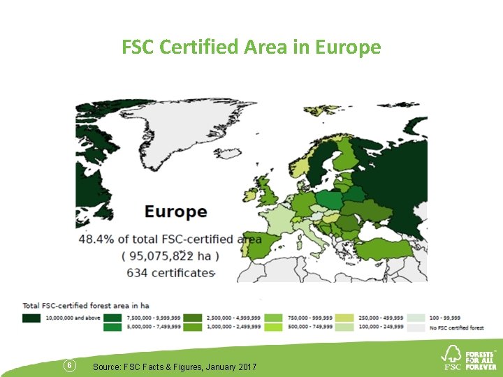 FSC Certified Area in Europe 6 Source: FSC Facts & Figures, January 2017 6