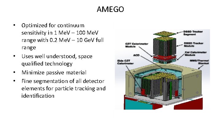 AMEGO • Optimized for continuum sensitivity in 1 Me. V – 100 Me. V