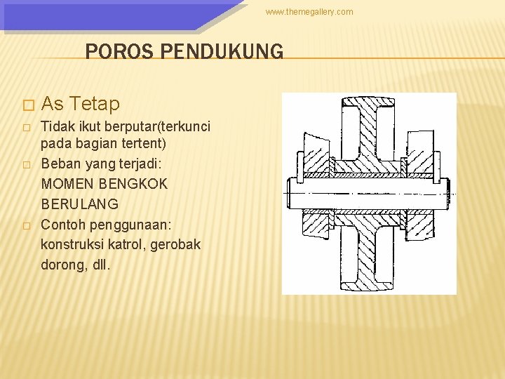 www. themegallery. com POROS PENDUKUNG � � As Tetap Tidak ikut berputar(terkunci pada bagian