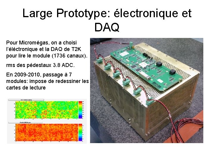 Large Prototype: électronique et DAQ Pour Micromégas, on a choisi l’éléctronique et la DAQ