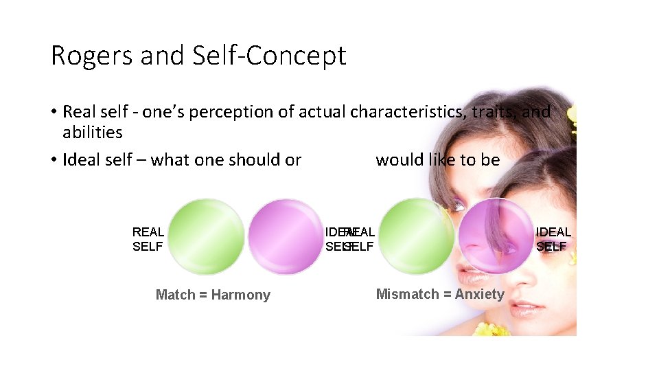 Rogers and Self-Concept • Real self - one’s perception of actual characteristics, traits, and