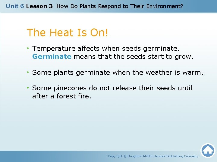 Unit 6 Lesson 3 How Do Plants Respond to Their Environment? The Heat Is
