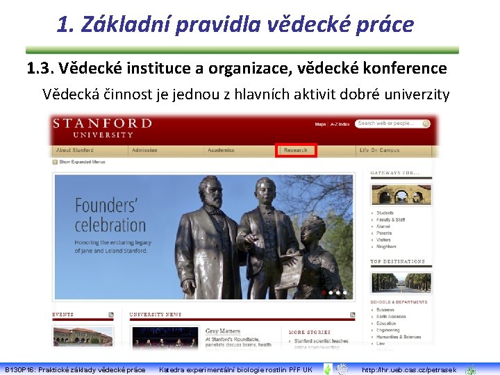 1. Základní pravidla vědecké práce 1. 3. Vědecké instituce a organizace, vědecké konference Vědecká