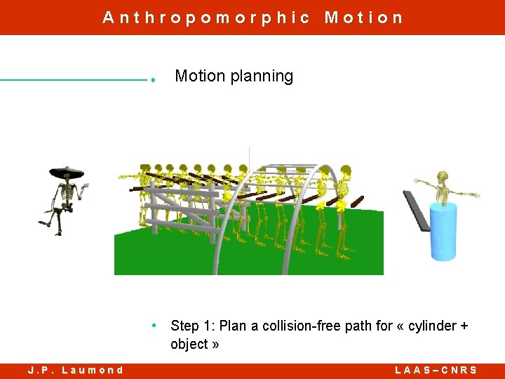 Anthropomorphic Motion planning • Step 1: Plan a collision-free path for « cylinder +