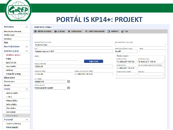 PORTÁL IS KP 14+: PROJEKT . 