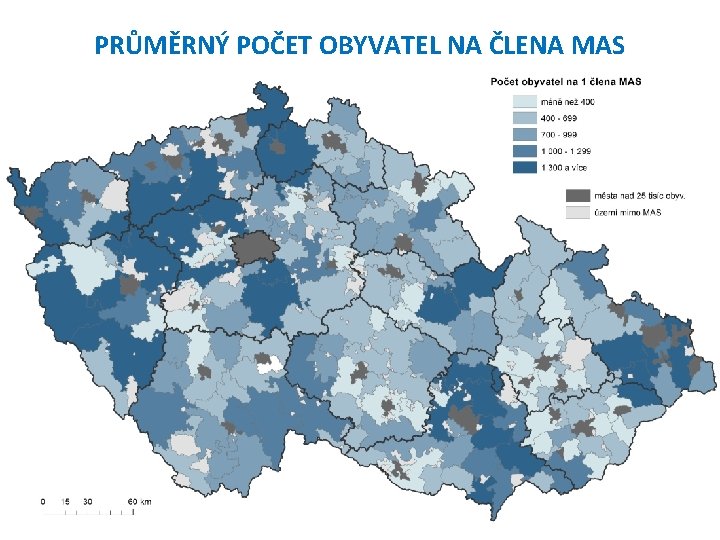 PRŮMĚRNÝ POČET OBYVATEL NA ČLENA MAS 59 