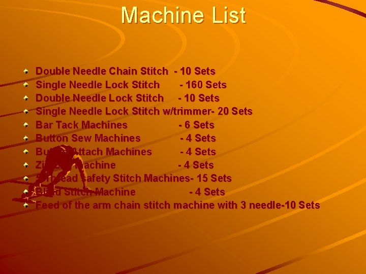 Machine List Double Needle Chain Stitch - 10 Sets Single Needle Lock Stitch -