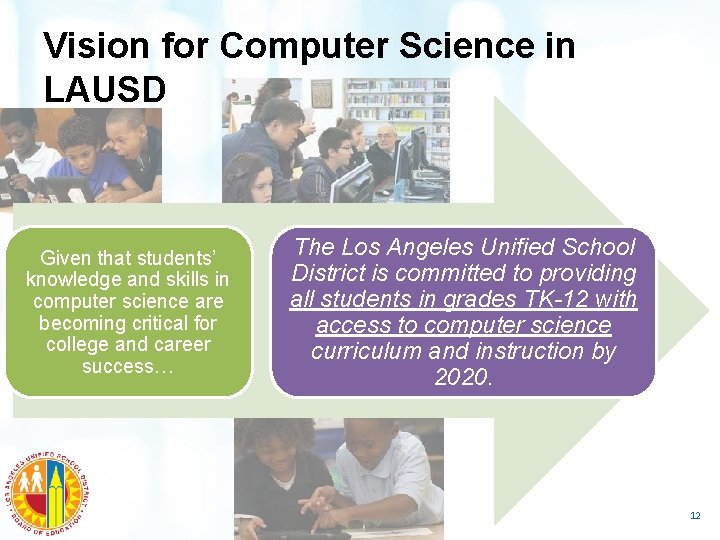 Vision for Computer Science in LAUSD Given that students’ knowledge and skills in computer