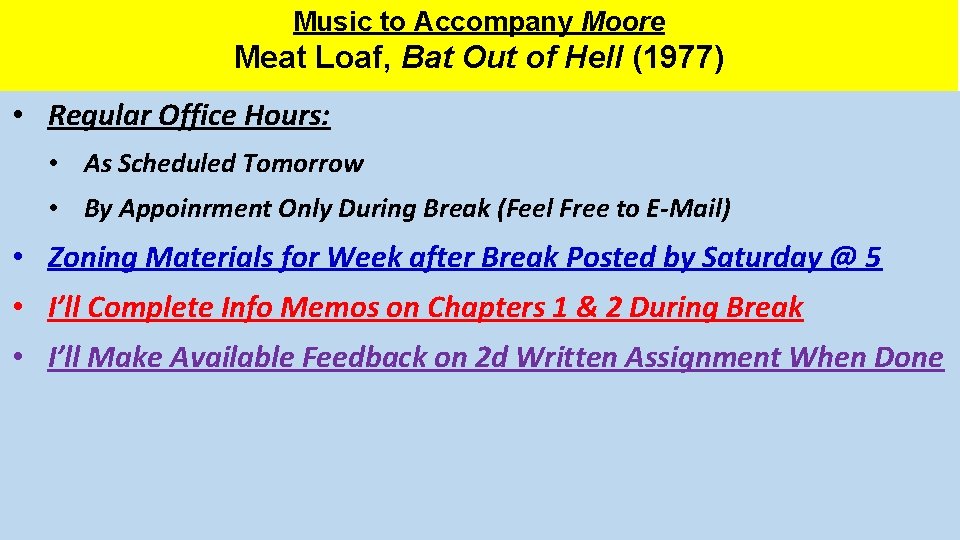 Music to Accompany Moore Meat Loaf, Bat Out of Hell (1977) • Regular Office