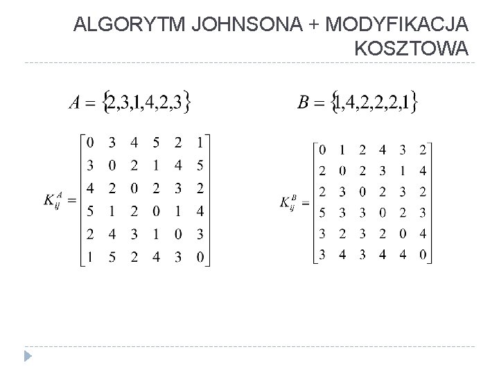 ALGORYTM JOHNSONA + MODYFIKACJA KOSZTOWA 