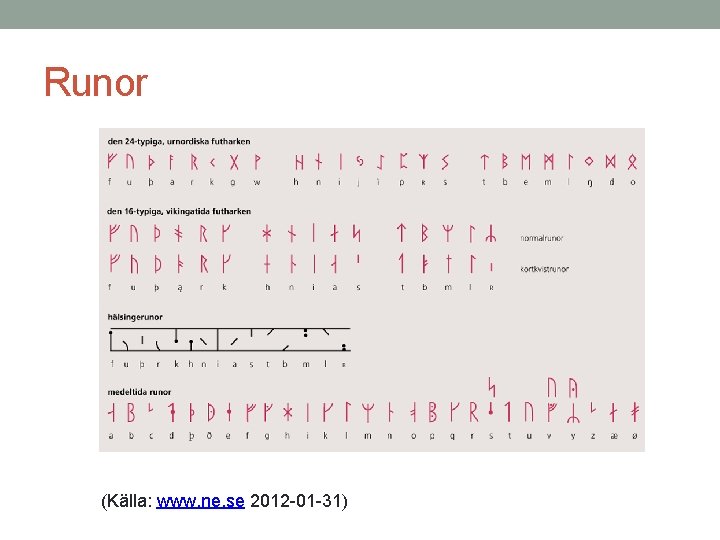 Runor (Källa: www. ne. se 2012 -01 -31) 