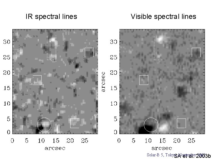 IR spectral lines Visible spectral lines Solar-B 5, Tokyo, November 2003 SA et al.
