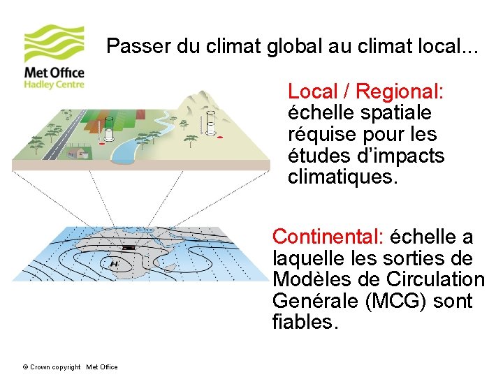Passer du climat global au climat local. . . Local / Regional: échelle spatiale