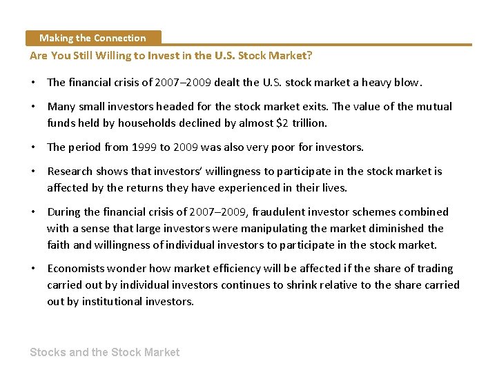 Making the Connection Are You Still Willing to Invest in the U. S. Stock