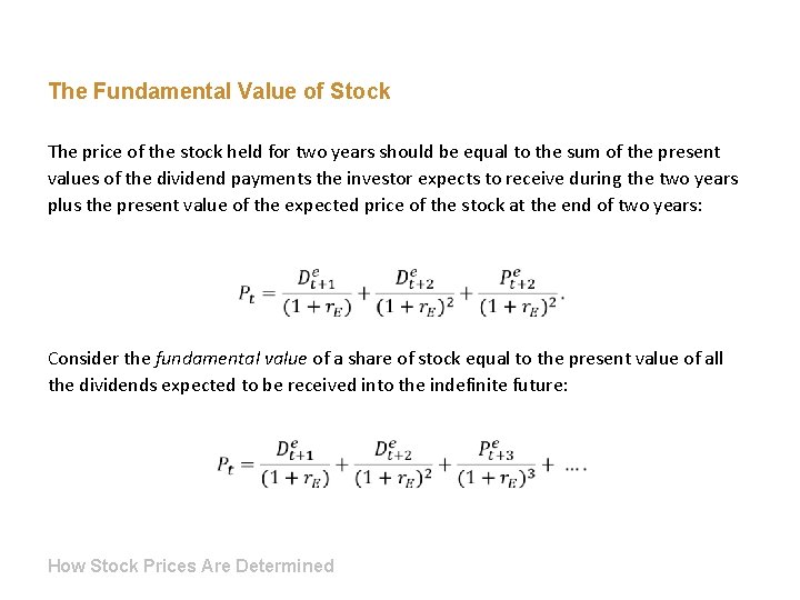 The Fundamental Value of Stock The price of the stock held for two years