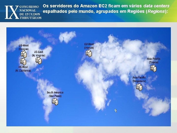Os servidores do Amazon EC 2 ficam em vários data centers espalhados pelo mundo,