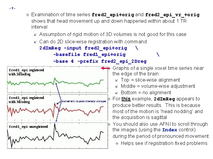 -7 - Examination of time series fred 2_epi+orig and fred 2_epi_vr_+orig shows that head -7 - Examination of time series fred 2_epi+orig and fred 2_epi_vr_+orig shows that head