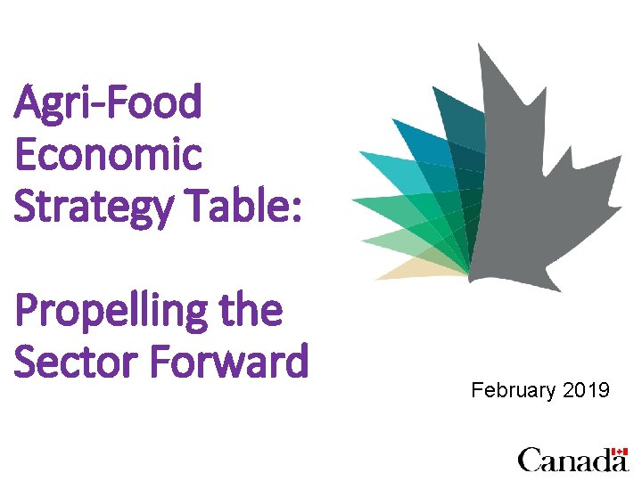 Agri-Food Economic Strategy Table: Propelling the Sector Forward February 2019 