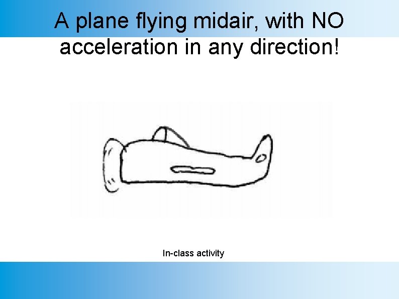 A plane flying midair, with NO acceleration in any direction! In-class activity 