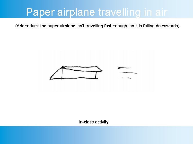 Paper airplane travelling in air (Addendum: the paper airplane isn’t travelling fast enough, so