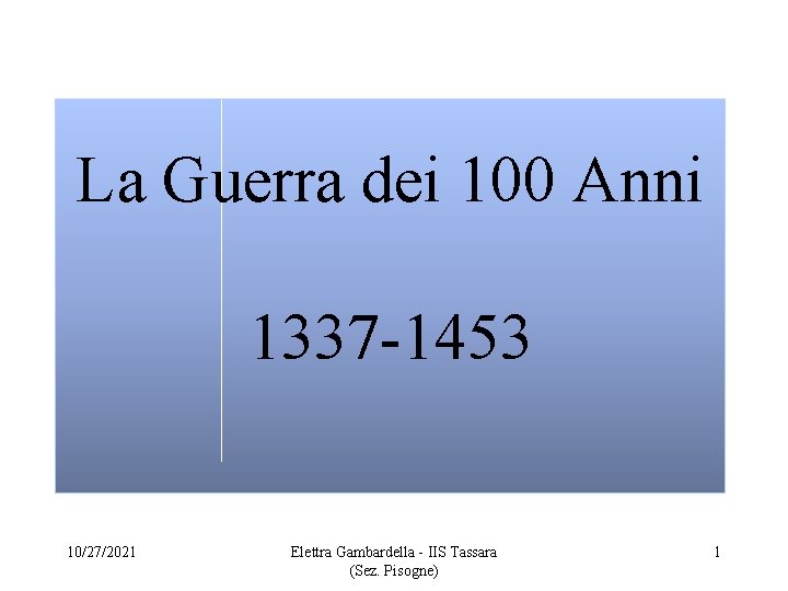 La Guerra dei 100 Anni 1337 -1453 10/27/2021 Elettra Gambardella - IIS Tassara (Sez.