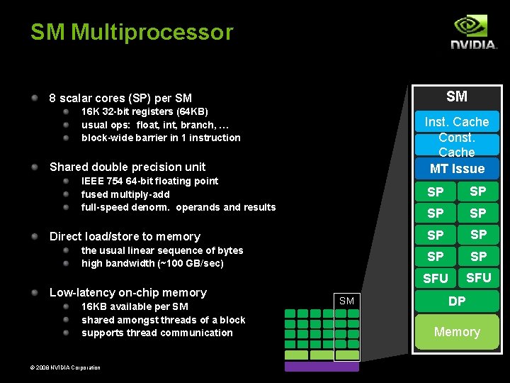 SM Multiprocessor SM 8 scalar cores (SP) per SM 16 K 32 -bit registers SM Multiprocessor SM 8 scalar cores (SP) per SM 16 K 32 -bit registers