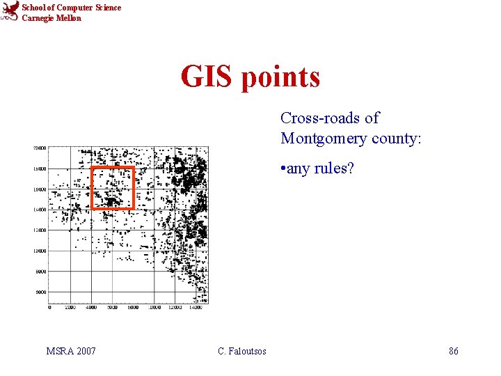 School of Computer Science Carnegie Mellon GIS points Cross-roads of Montgomery county: • any