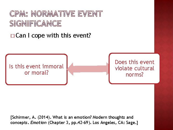 � Can I cope with this event? Is this event immoral or moral? Does � Can I cope with this event? Is this event immoral or moral? Does