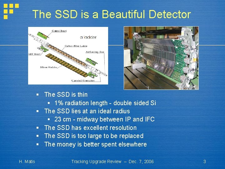 The SSD is a Beautiful Detector § The SSD is thin 1% radiation length