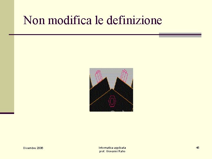 Non modifica le definizione Dicembre 2006 Informatica applicata prof. Giovanni Raho 45 
