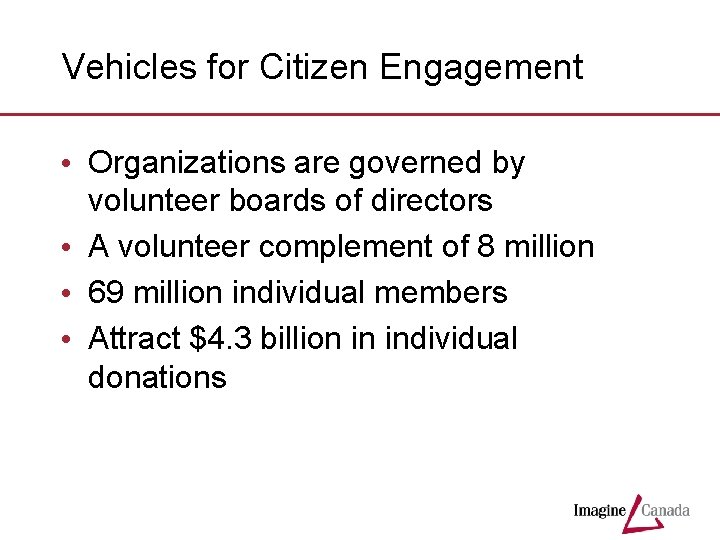 Vehicles for Citizen Engagement • Organizations are governed by volunteer boards of directors •