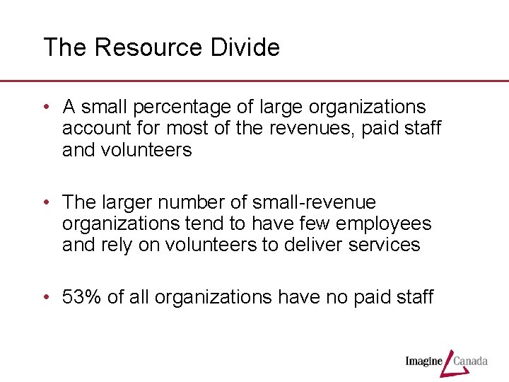 The Resource Divide • A small percentage of large organizations account for most of