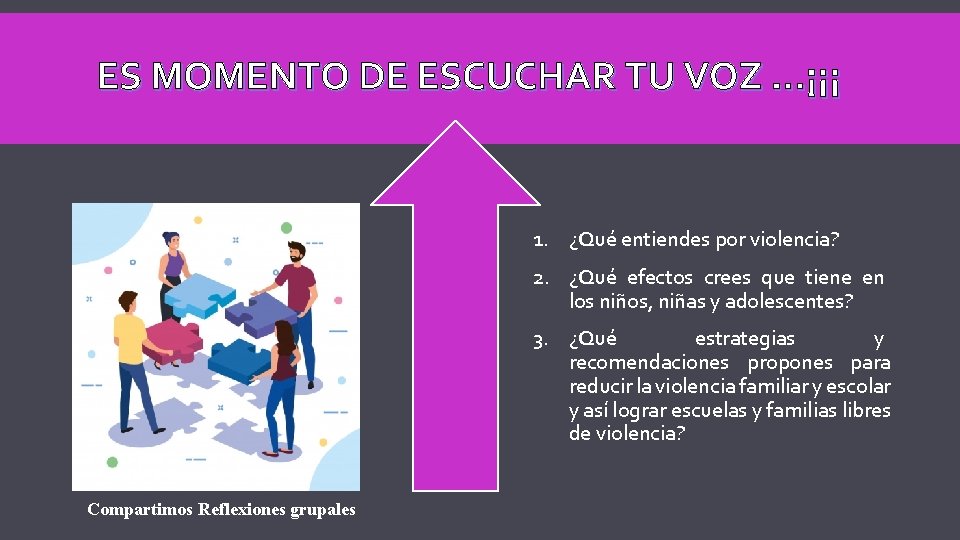 ES MOMENTO DE ESCUCHAR TU VOZ. . . ¡¡¡ 1. ¿Qué entiendes por violencia?