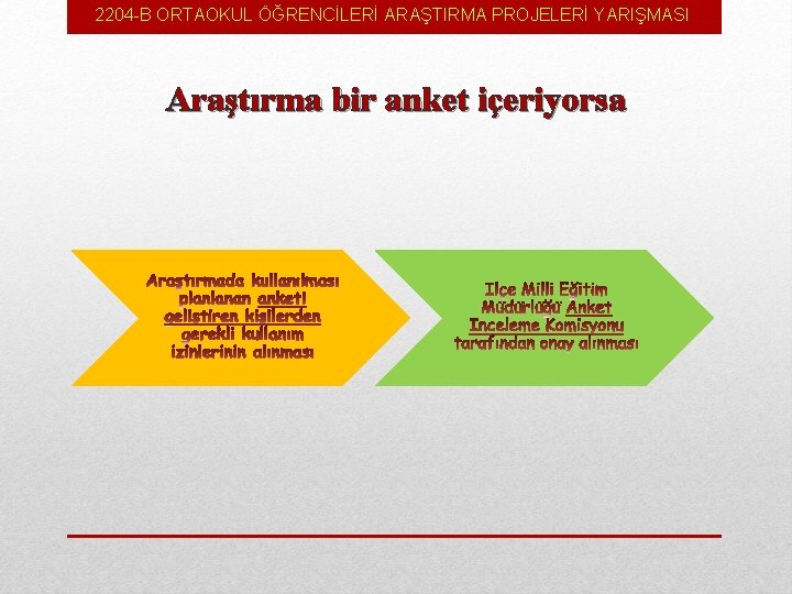 2204 -B ORTAOKUL ÖĞRENCİLERİ ARAŞTIRMA PROJELERİ YARIŞMASI Araştırma bir anket içeriyorsa 