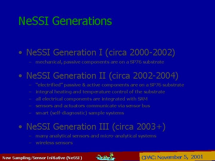 Ne. SSI Generations • Ne. SSI Generation I (circa 2000 -2002) – mechanical, passive