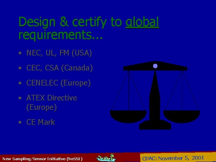 Design & certify to global requirements. . . • NEC, UL, FM (USA) •