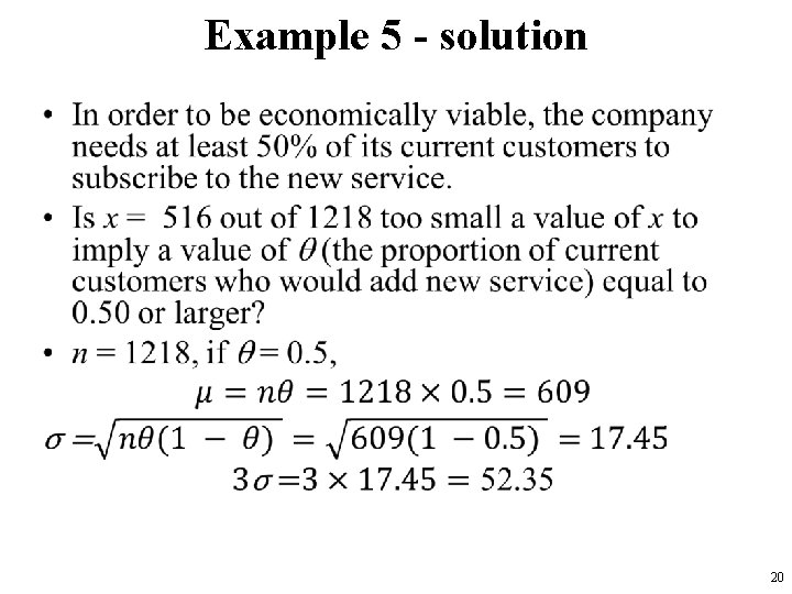 Example 5 - solution • 20 