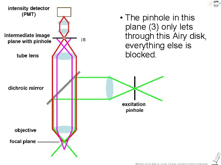 (3) • The pinhole in this plane (3) only lets through this Airy disk,