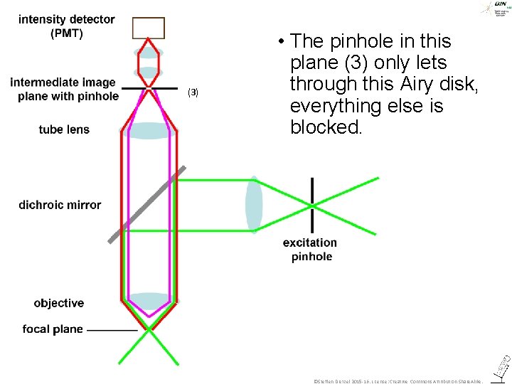 (3) • The pinhole in this plane (3) only lets through this Airy disk,