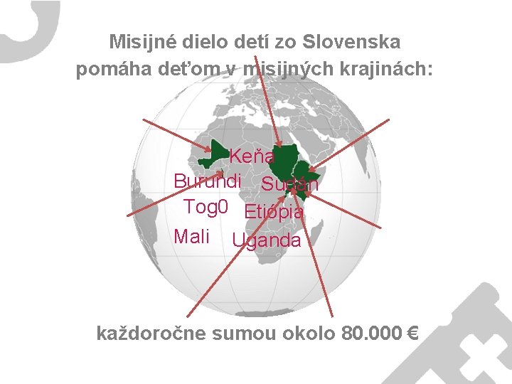 Misijné dielo detí zo Slovenska pomáha deťom v misijných krajinách: Keňa Burundi Sudán Tog