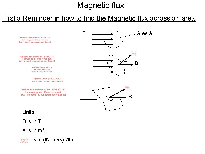 Magnetic flux First a Reminder in how to find the Magnetic flux across an
