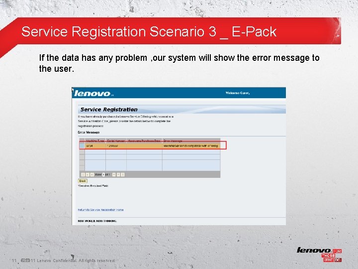 Service Registration Scenario 3 _ E-Pack If the data has any problem , our