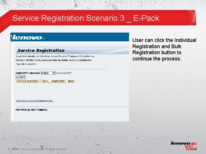 Service Registration Scenario 3 _ E-Pack User can click the Individual Registration and Bulk